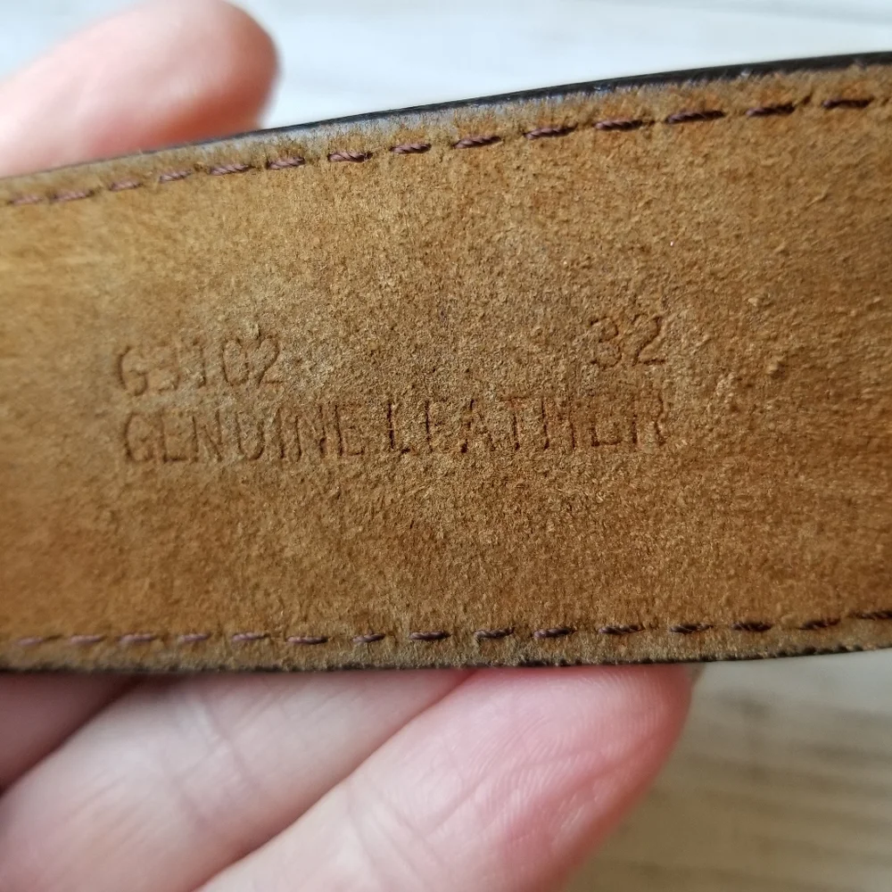 Georgia Boot Logo Brown Genuine Leather Belt